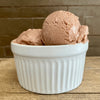 Chocolate flavored healthy high protein ice cream. Healthy dessert alternative.